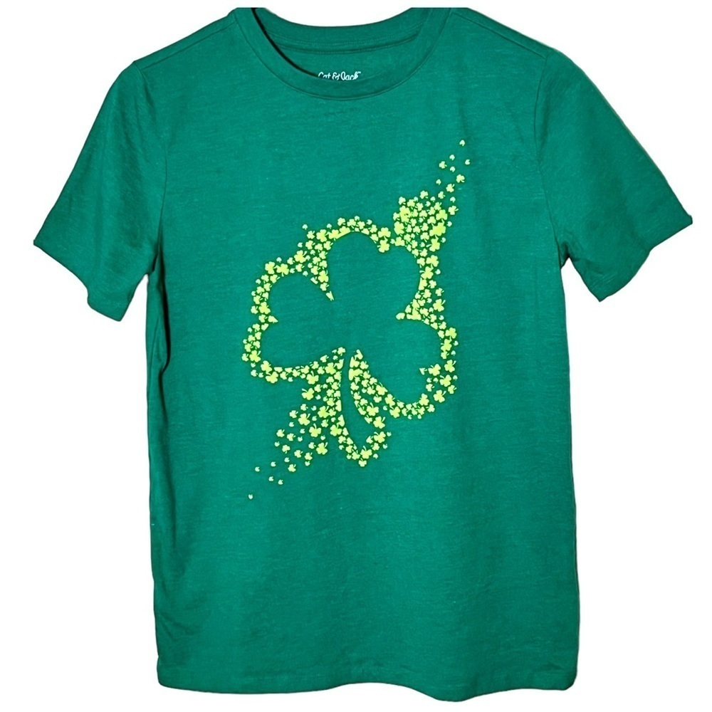 Cat & Jack St.Patrick’s Day Shamrock T-Shirt Size Large 12/14 Green